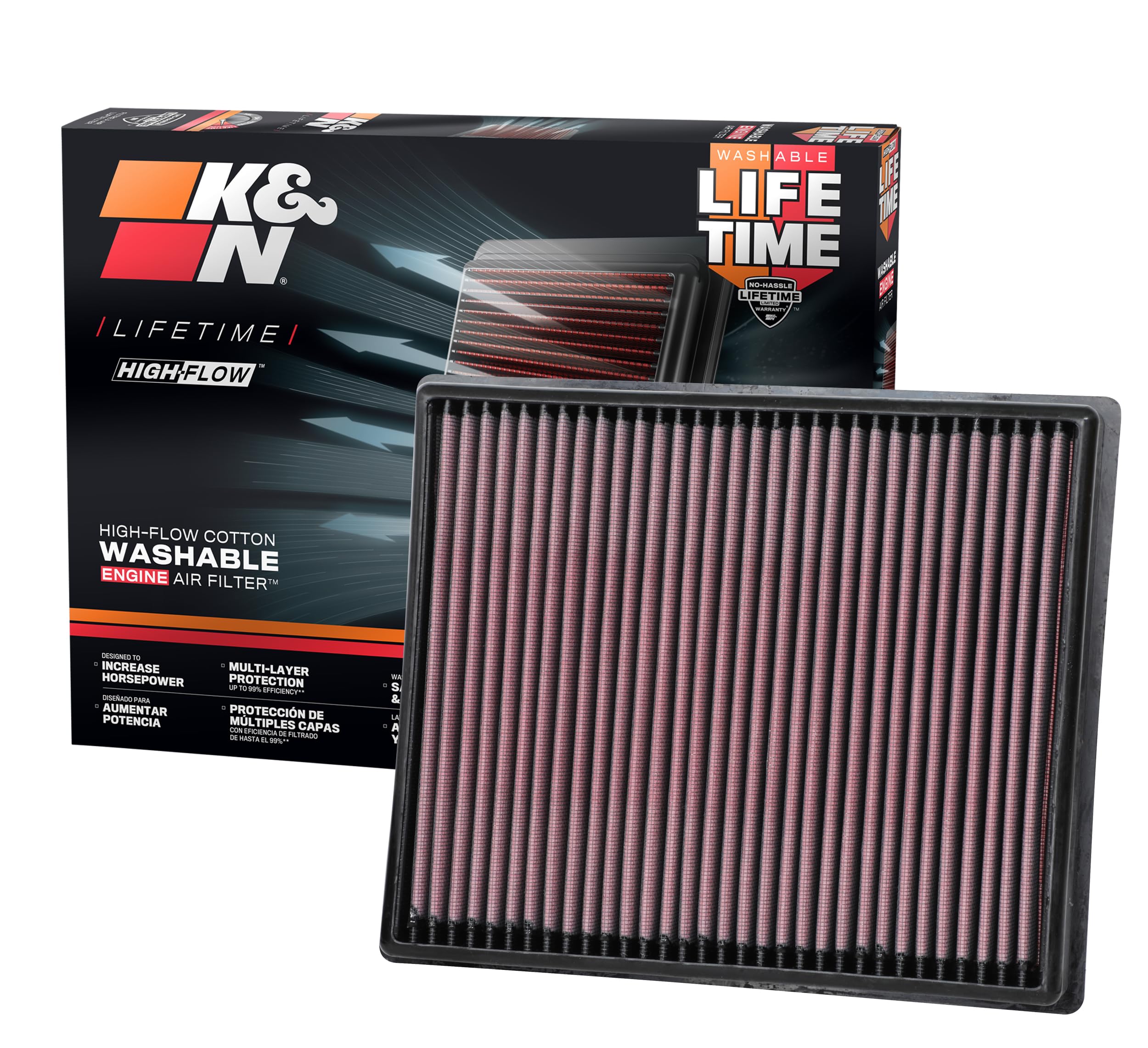 K&N front view of 33-5116 filter showing shape and fitment benefit