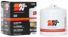 K&N HP-2004 front view showing durable canister and label, ensuring dependable protection