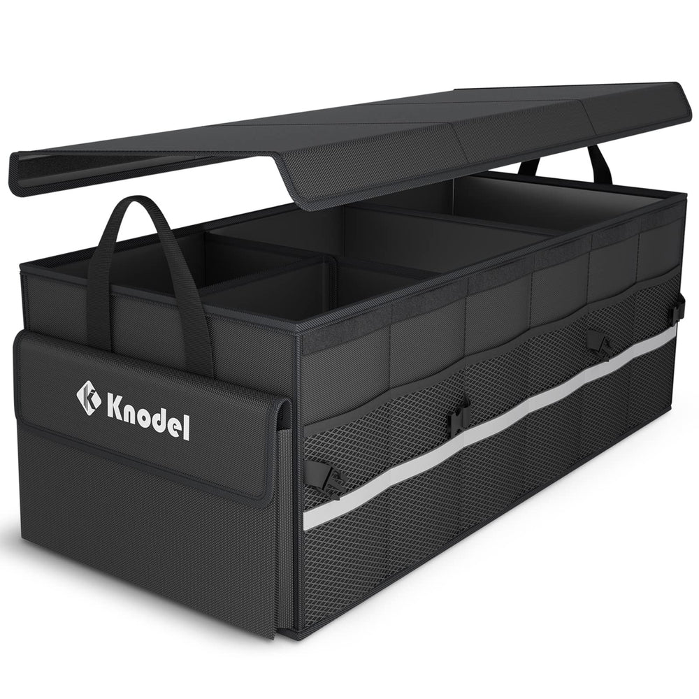 K KNODEL front view showing organized compartments and secure lid benefit