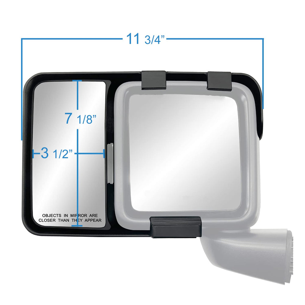K Source folded mirror with extension showing space-saving convenience