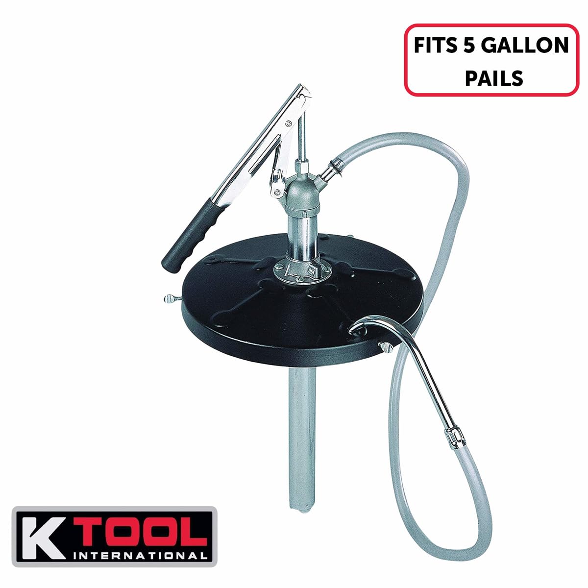 K Tool International PVC hose and steel spout detail enabling precise pouring control
