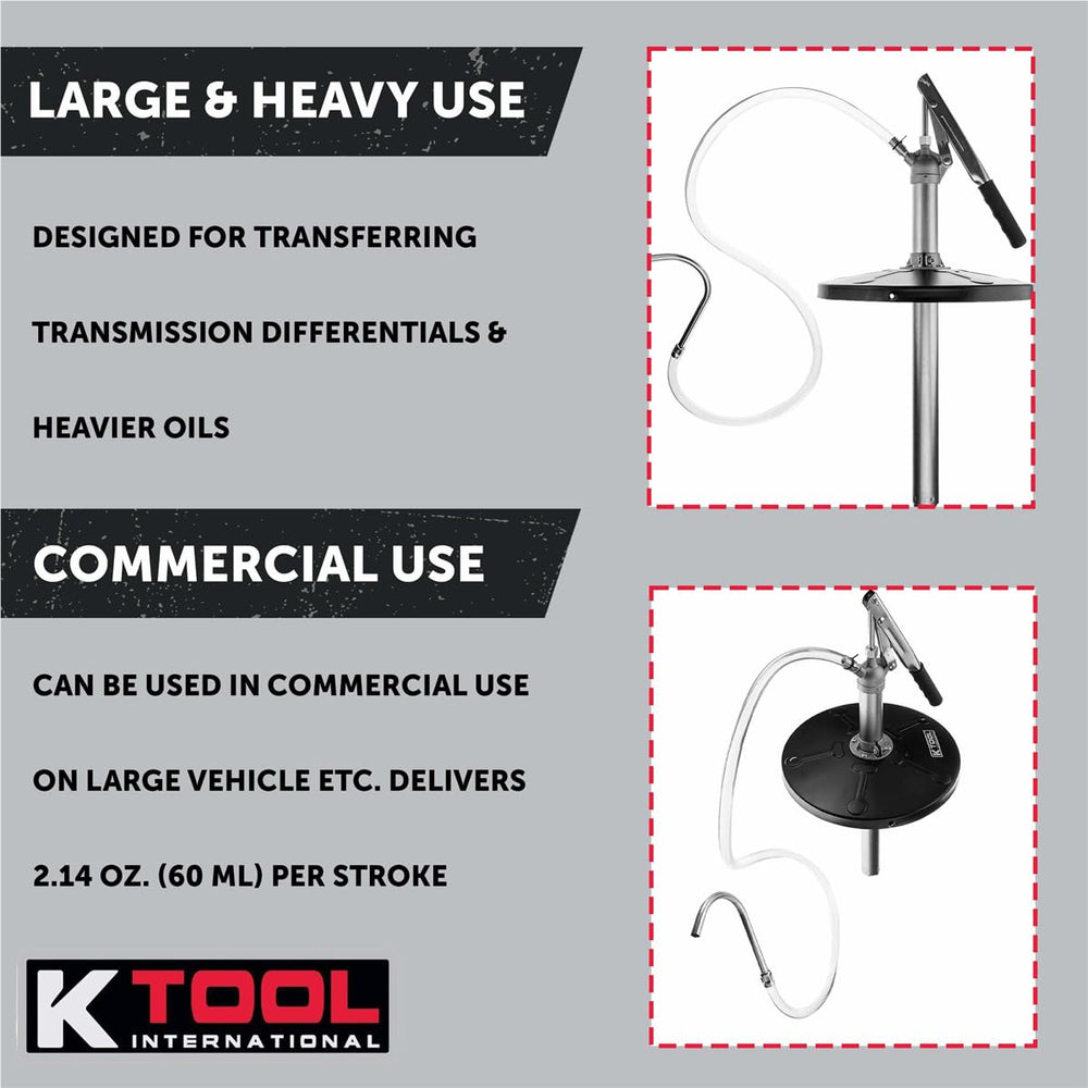 K Tool International complete packaged set including hose drum cover and spout neatly boxed