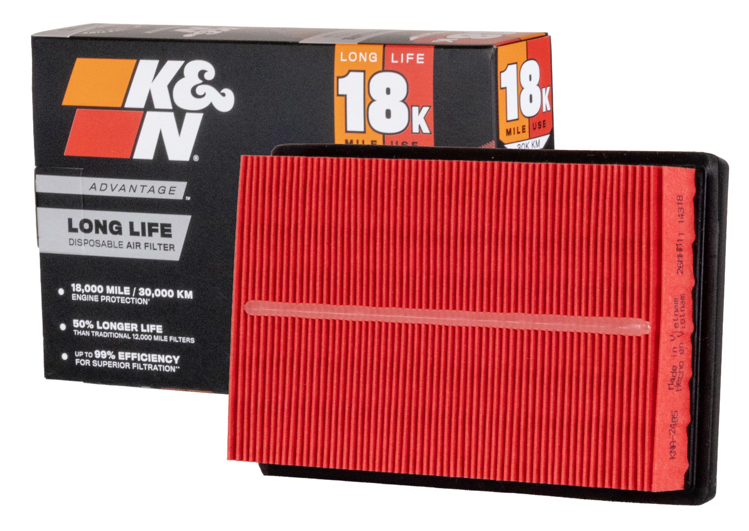 K&N front view showing filter shape and fit for quick installation