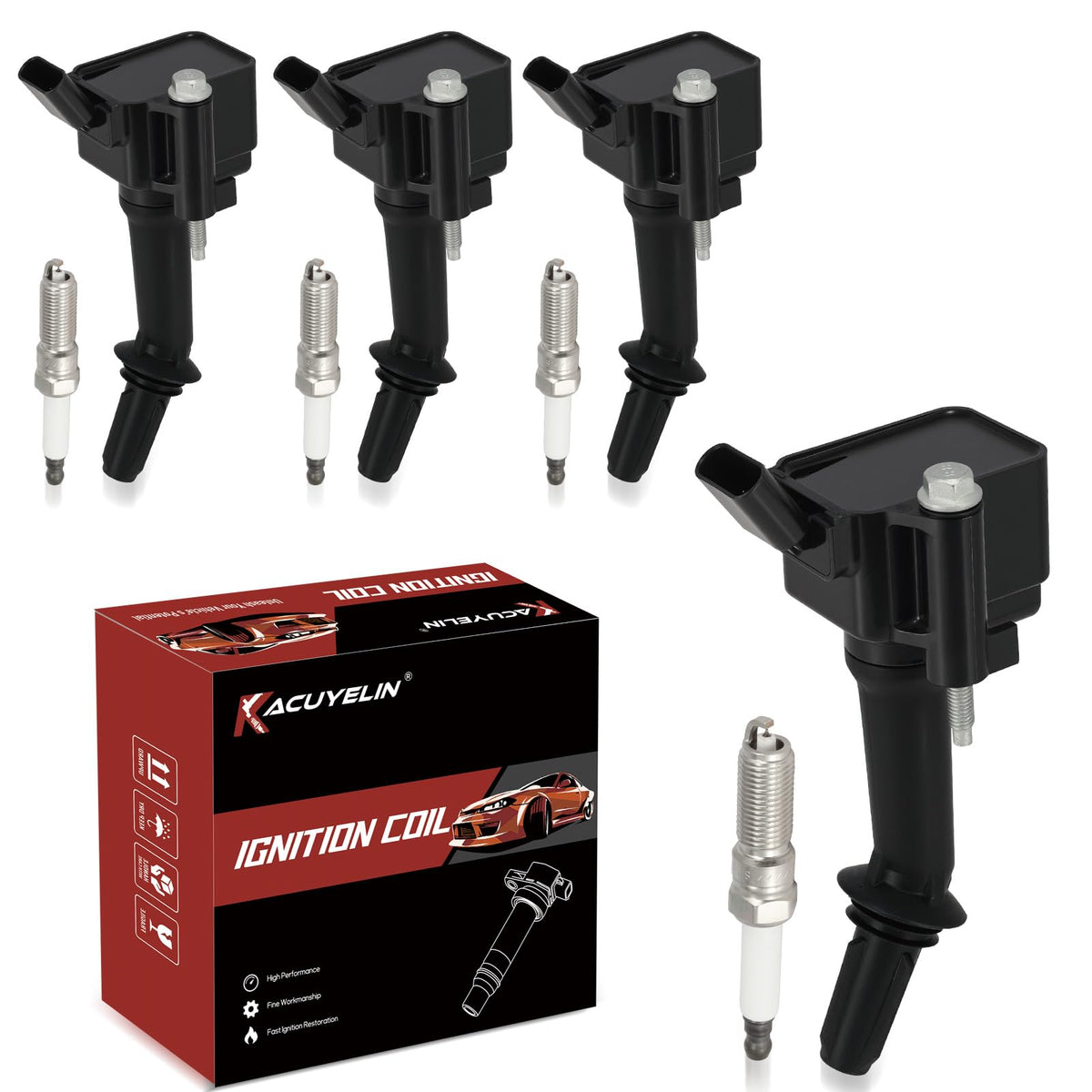KacuYelin front packaging showing UF802 coil and plugs, clearly branded and ready to install
