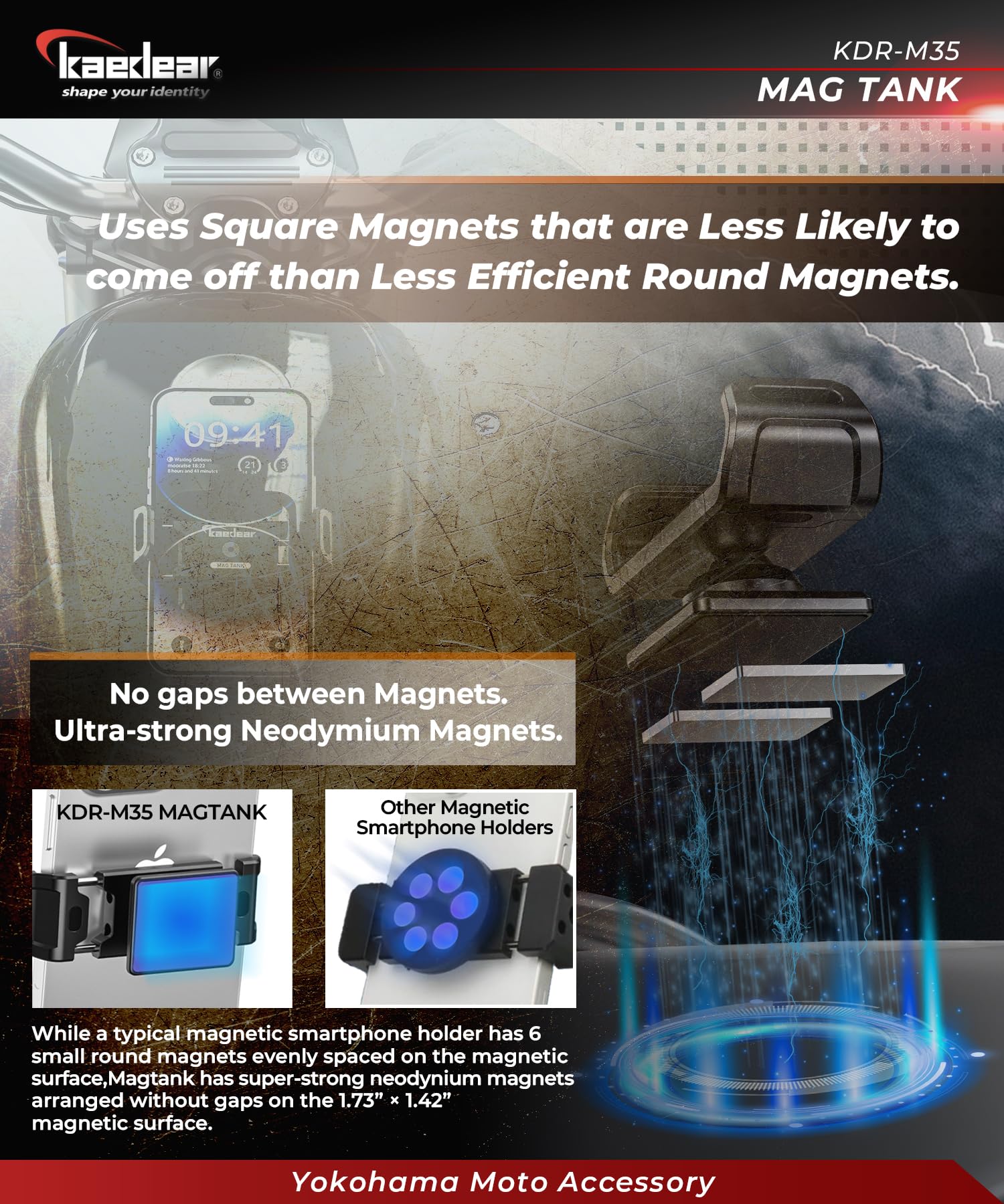 Kaedear mounted on fridge showing versatile magnetic use around the home