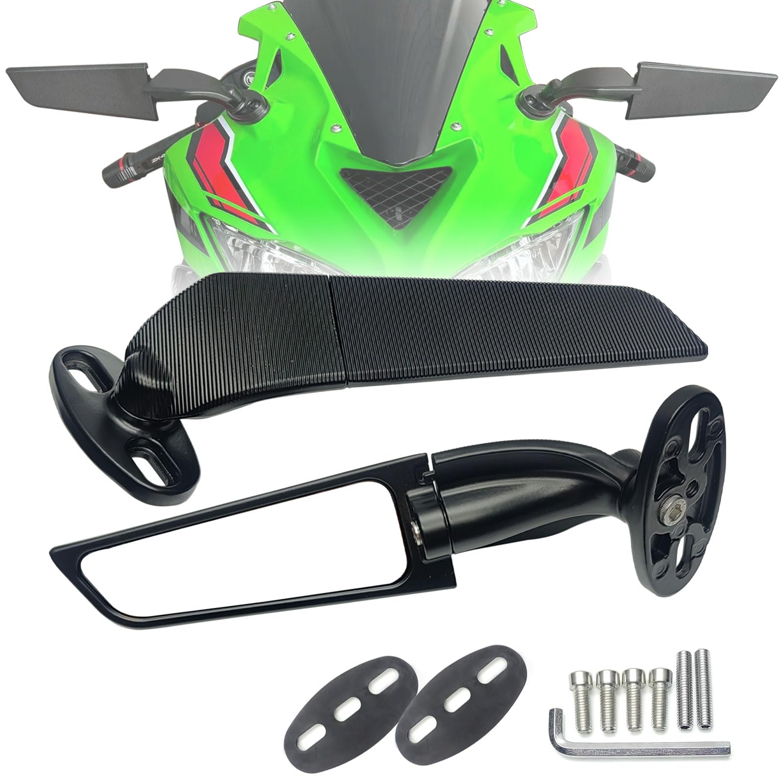 KAIQIVEM front view on Ninja motorcycle showing sleek styling and improved visibility