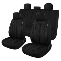 Kaisaatti front seat full set showing sleek black breathable finish and protection benefit