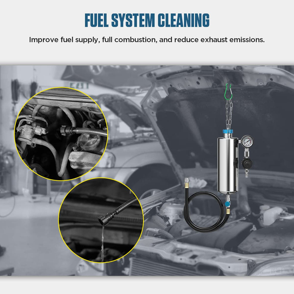 KAISAL cleaner attached to engine showing on-vehicle cleaning convenience benefit
