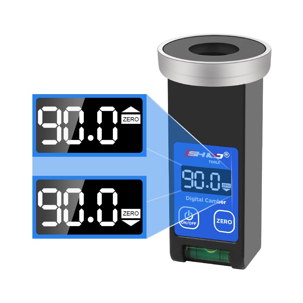 KAISAL camber gauge front view showing LCD and controls for fast readings