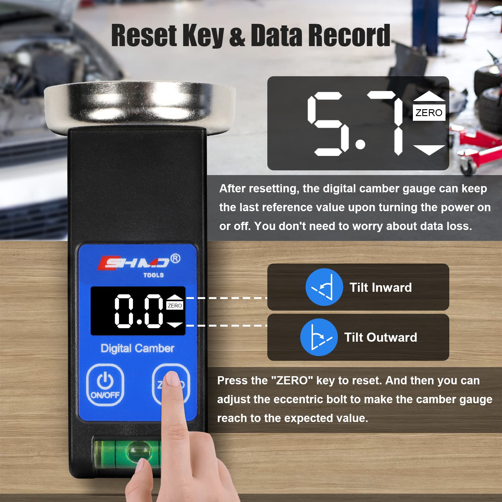 KAISAL camber gauge beside ruler showing compact size for easy storage