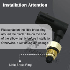 Kalmaegee elbow fitted to air valve demonstrating secure sealed connection benefit