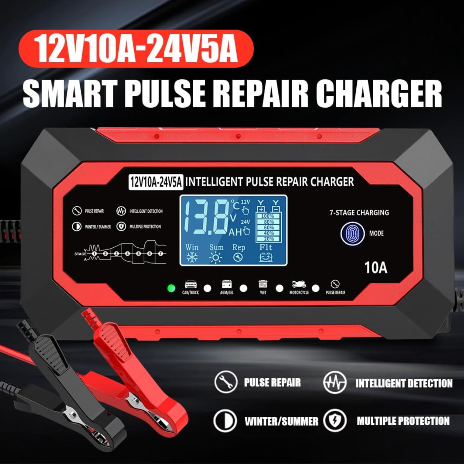 kalonwell backlit lcd display presenting voltage, current and mode clearly