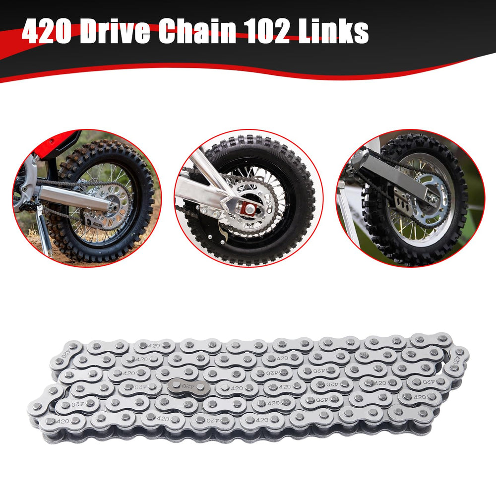 KAMIER full 102-link 420 chain stretched out, easy to measure and cut