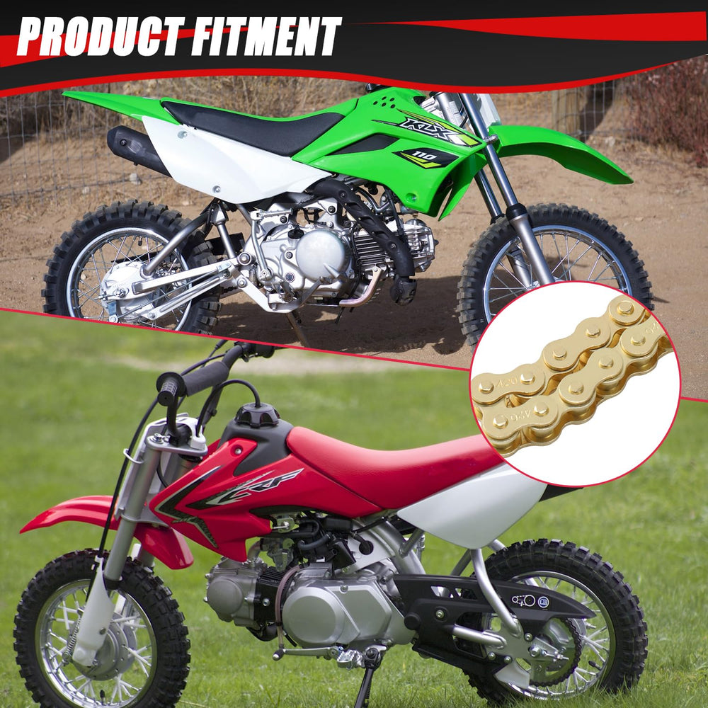 KAMIER chain installed on a mini dirt bike showing improved drivetrain reliability