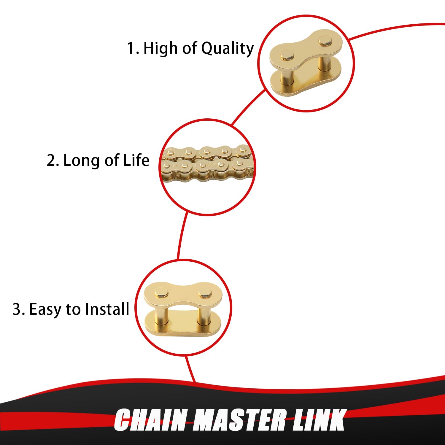 KAMIER chain beside a ruler showing scale to confirm 420 sizing quickly