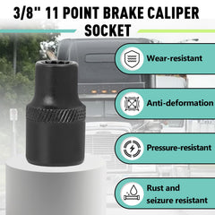 Kamrexi socket in use on truck caliper bolt illustrating quick, precise removal benefit