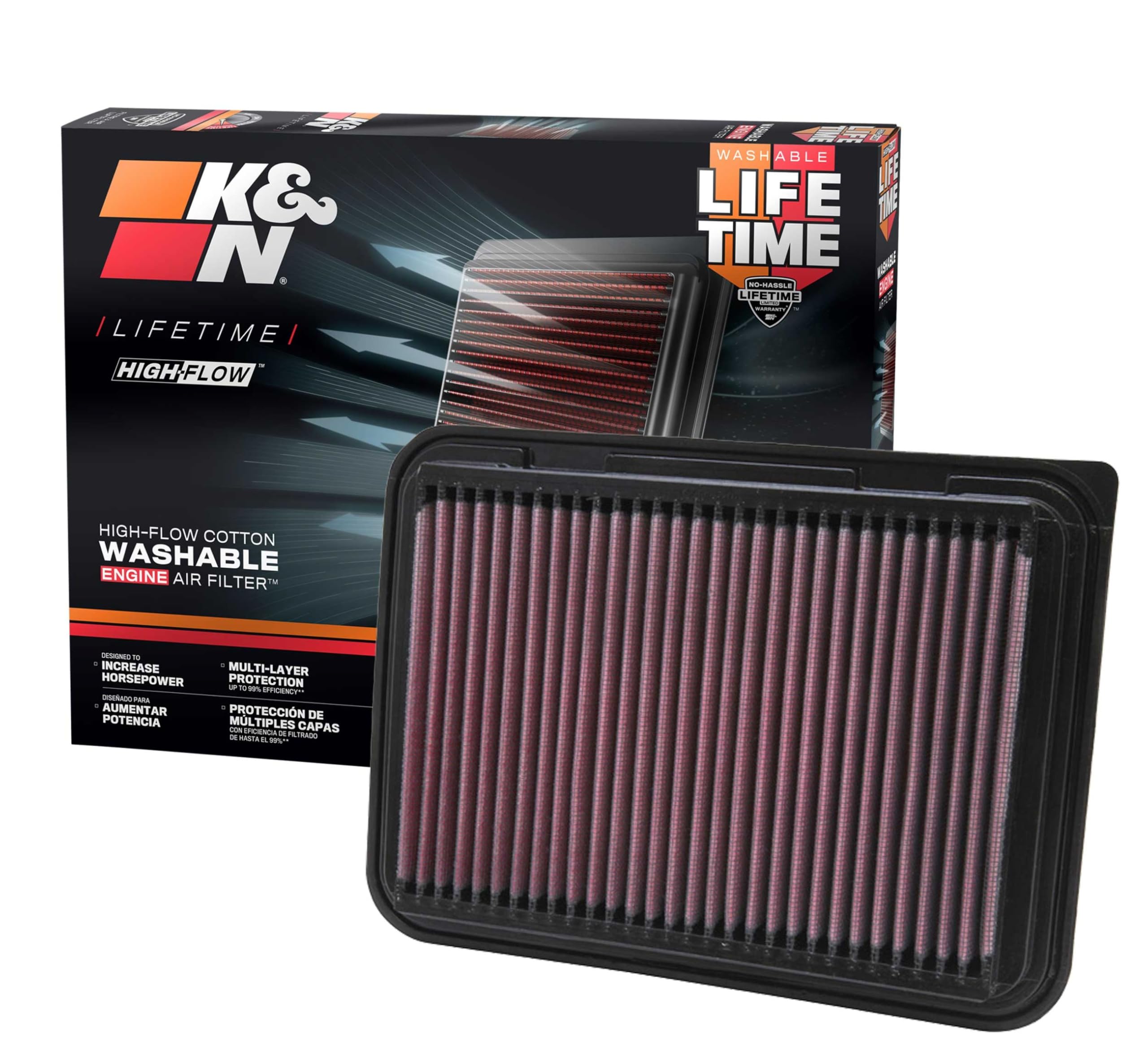 K&N front view of filter showing shape and immediate airflow benefit