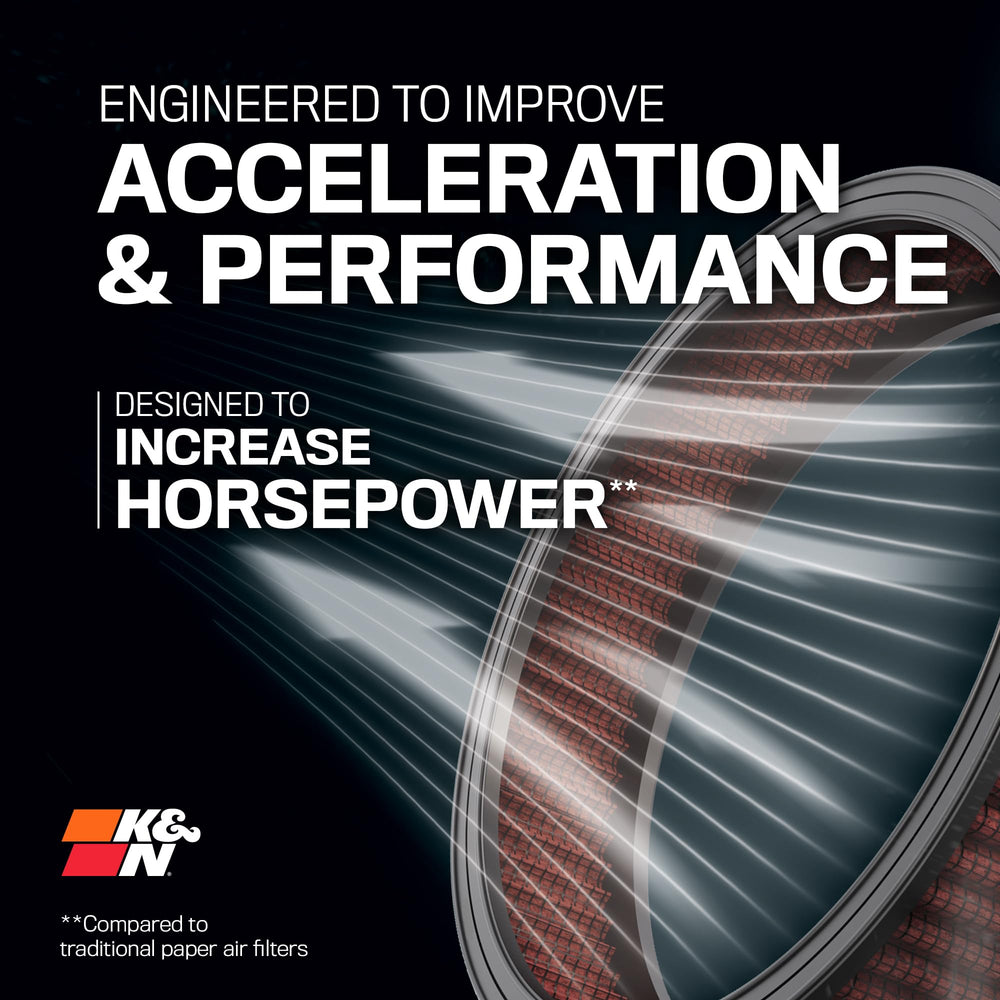 K&N HD-0800 side profile illustrating low-restriction airflow design