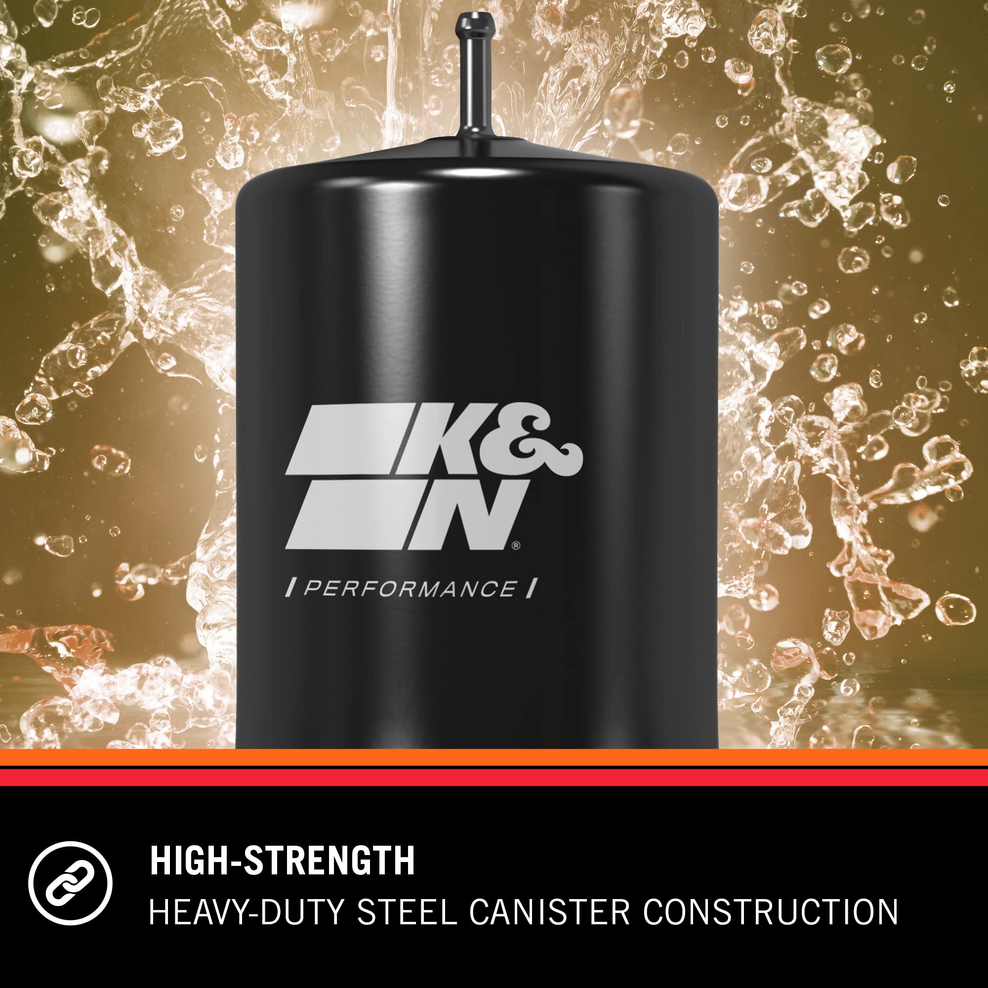 K&N PF-2000 steel canister detail highlighting heavy-duty construction