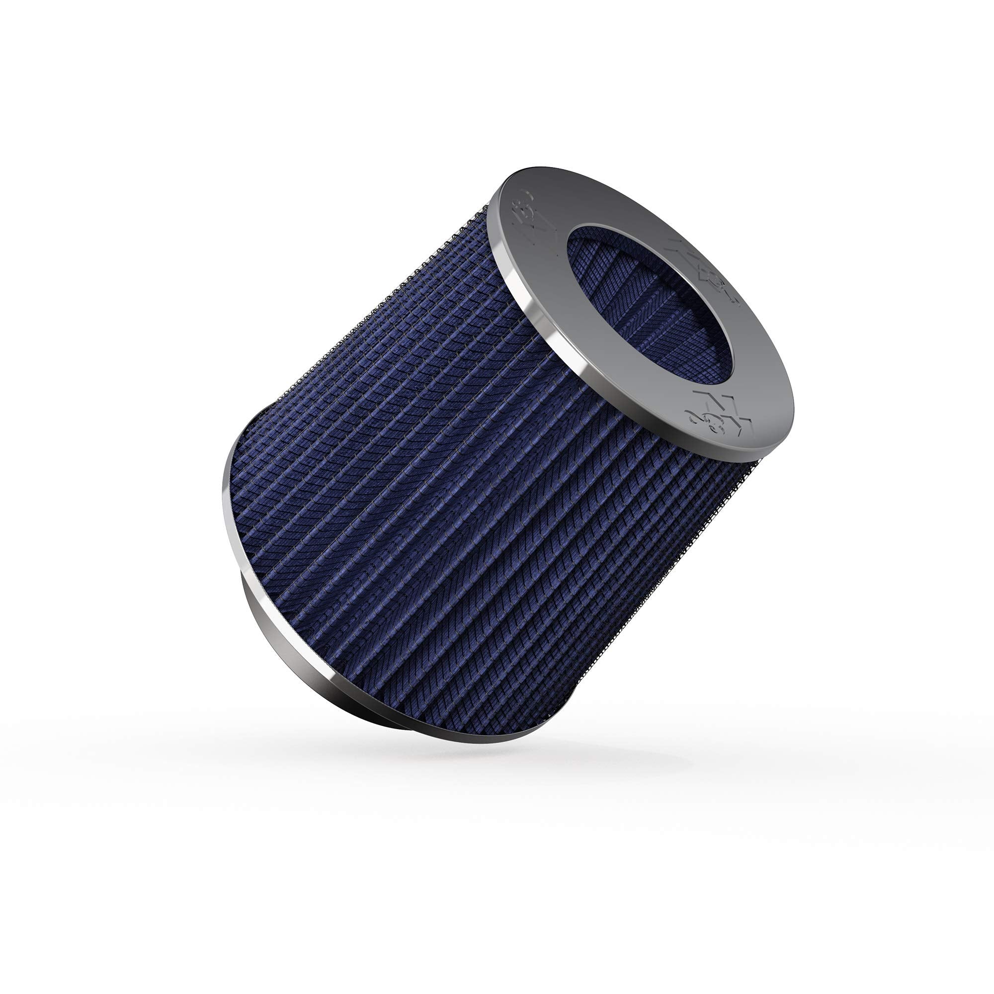 K&N RG-1001BL front profile showing tapered cone and airflow benefit