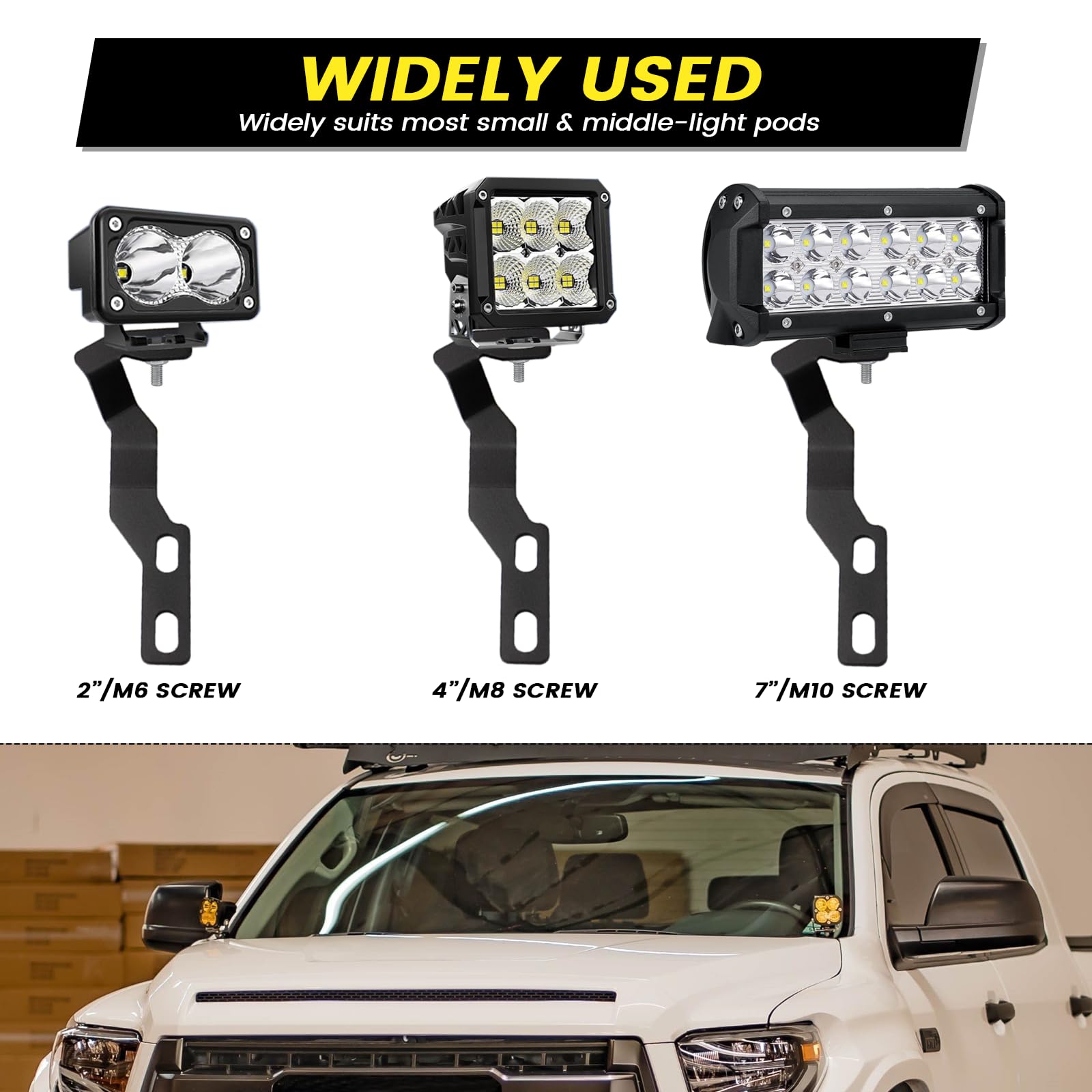 KANGIKX bracket mounted with LED pod at hood corner demonstrating extra lateral illumination benefit
