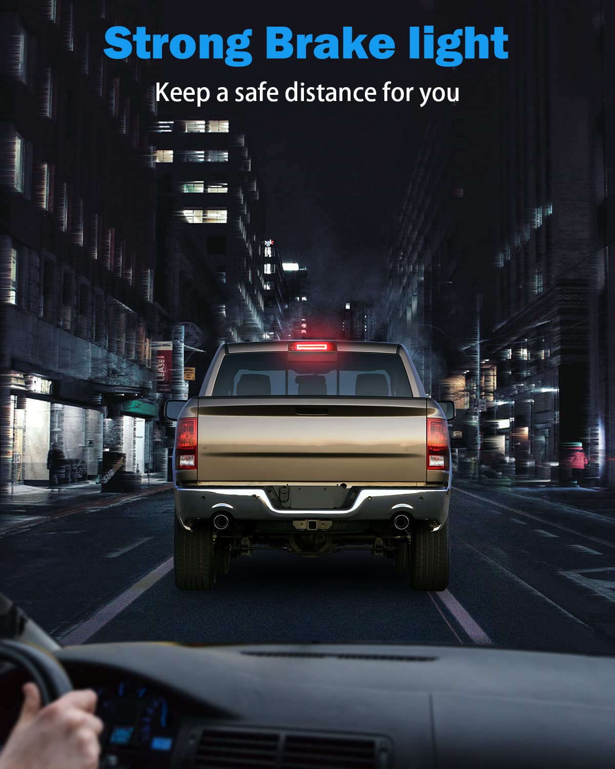 KanSmart cargo light illuminated at night showing bed-area visibility