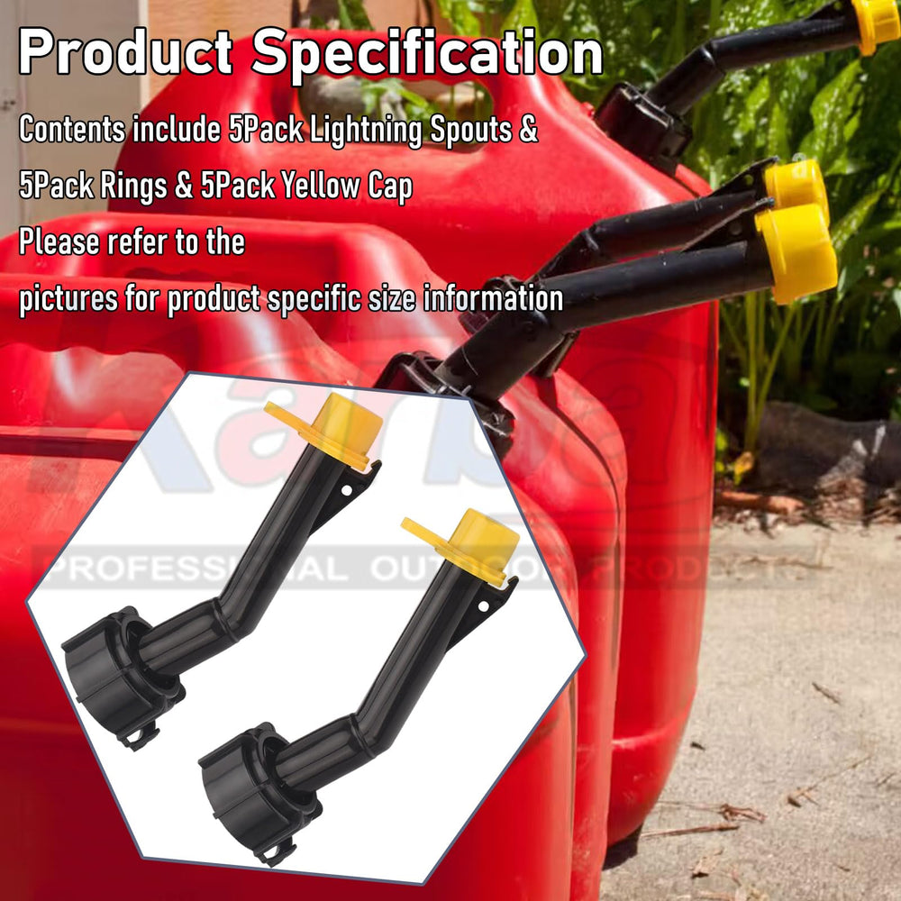 Karbay spout installed on Blitz gas can demonstrating restored pouring control