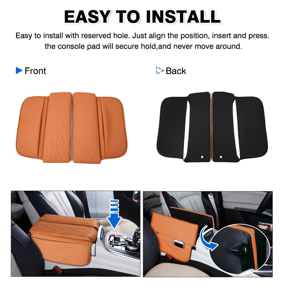 Karltys cover with console open to show perfect OEM-compatible fit