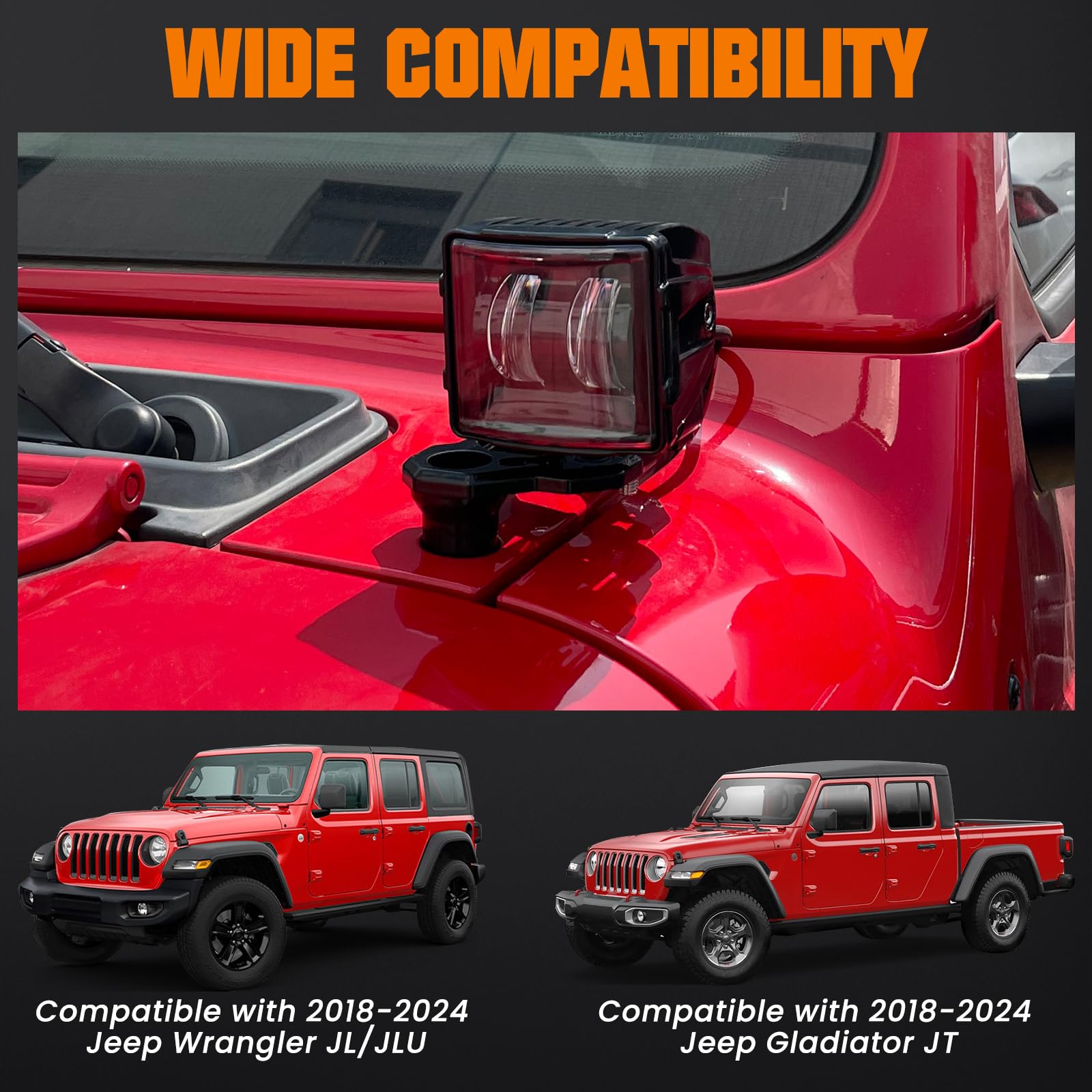 KARSAM a-pillar mounted pod in night use — improved off-road visibility and focused light