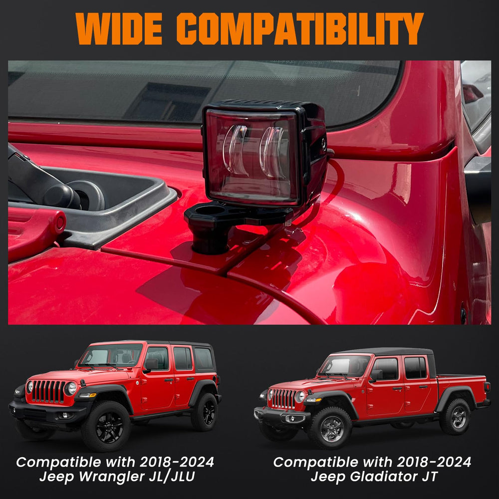 KARSAM a-pillar mounted pod in night use — improved off-road visibility and focused light