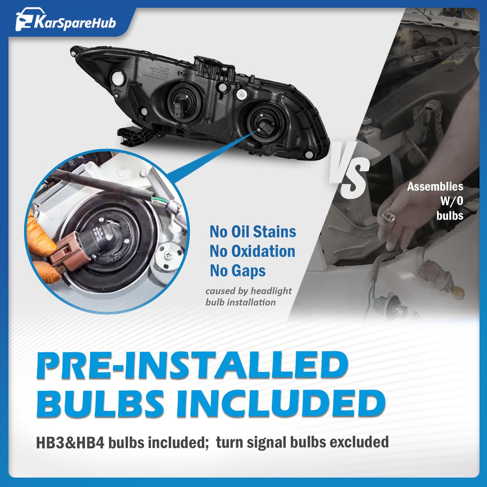 KarSpareHub headlight backside showing connectors and plug-and-play benefit