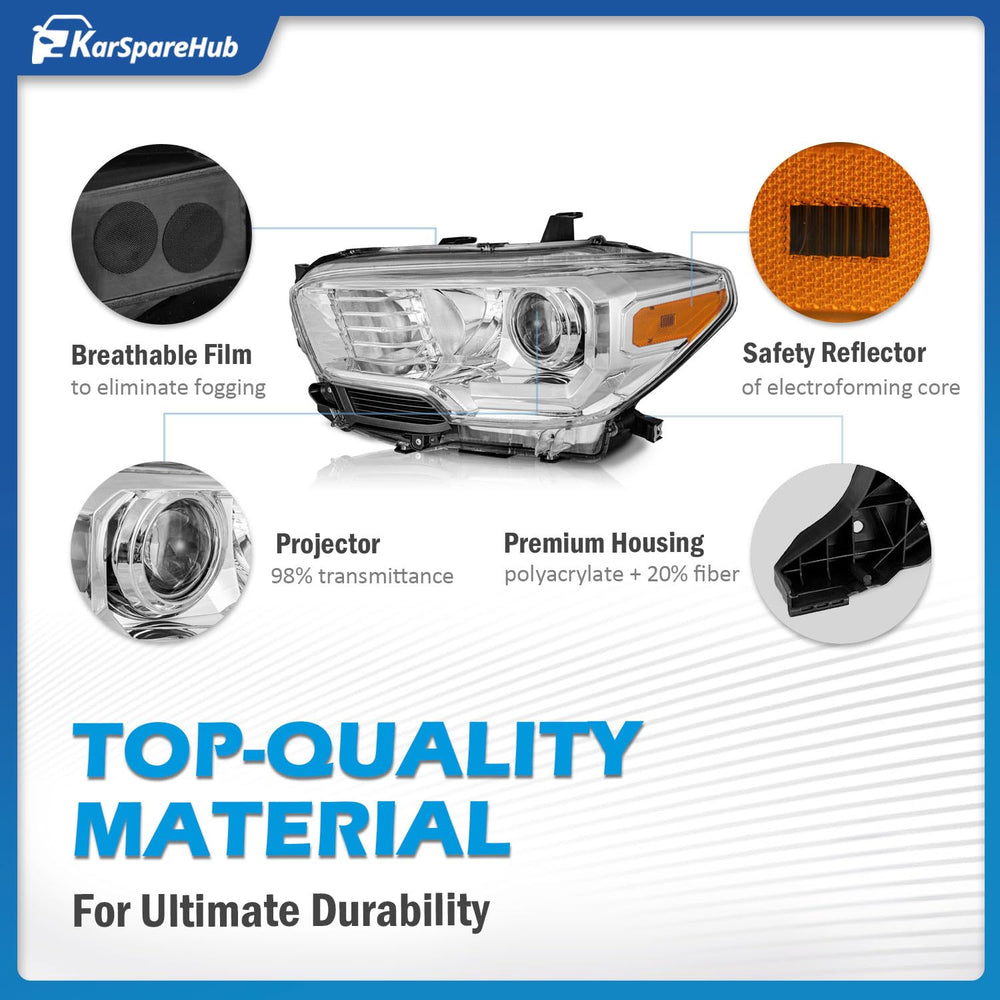 KarSpareHub headlight beside ruler showing accurate size and scale