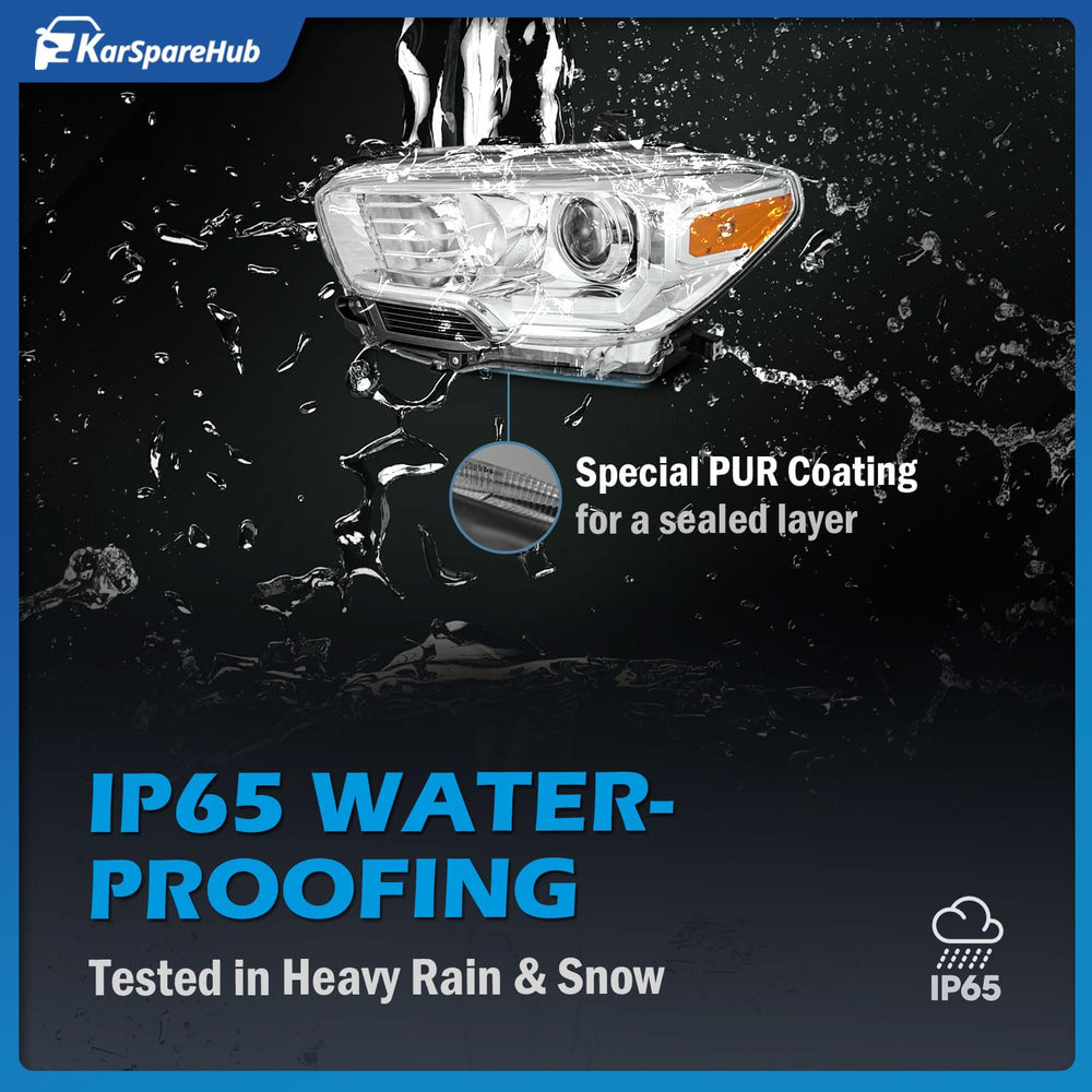 KarSpareHub headlight in moisture test demonstrating weatherproofing
