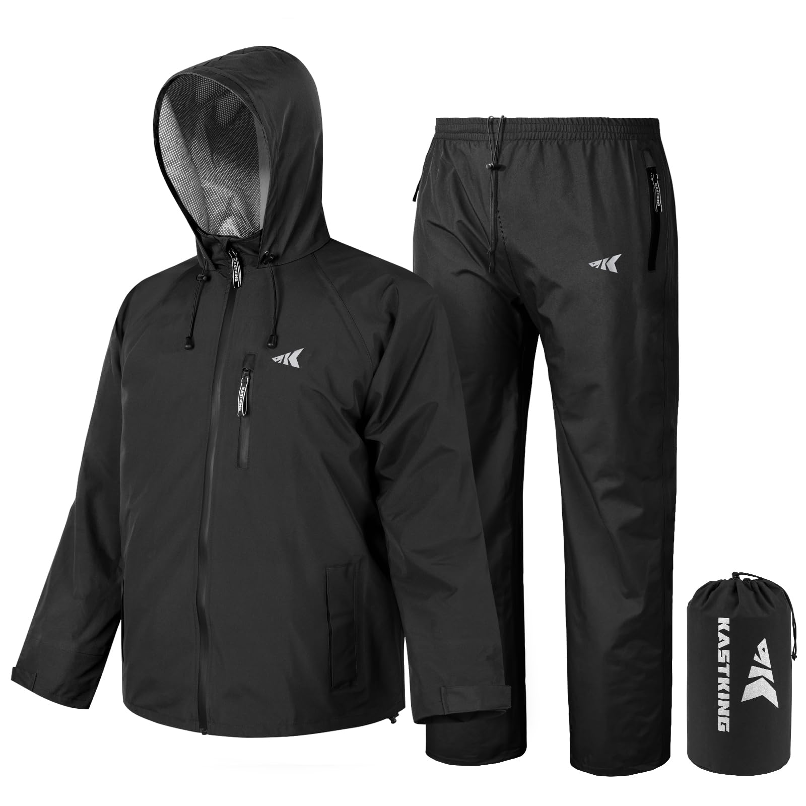 KastKing HydroSense front view showing full rain suit and mobility benefit