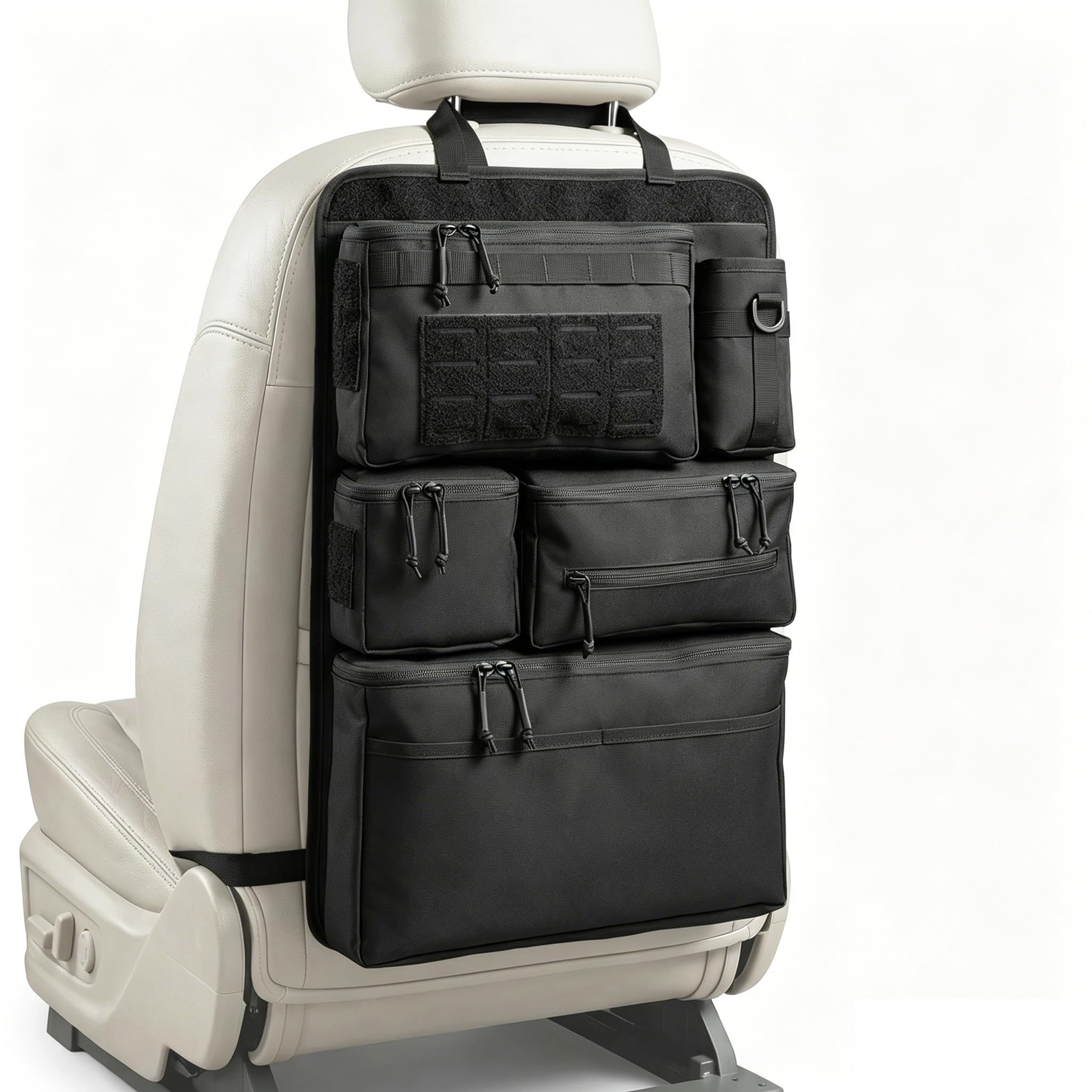 Katadem front view of organizer showing full pocket layout and tidy storage