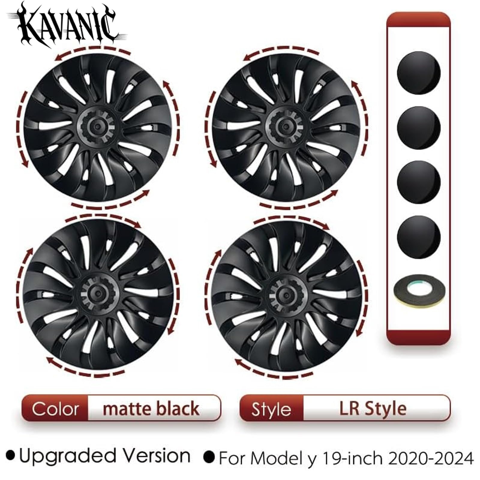 KAVANIC close-up of matte black texture and spoke detail for reduced glare and refined finish