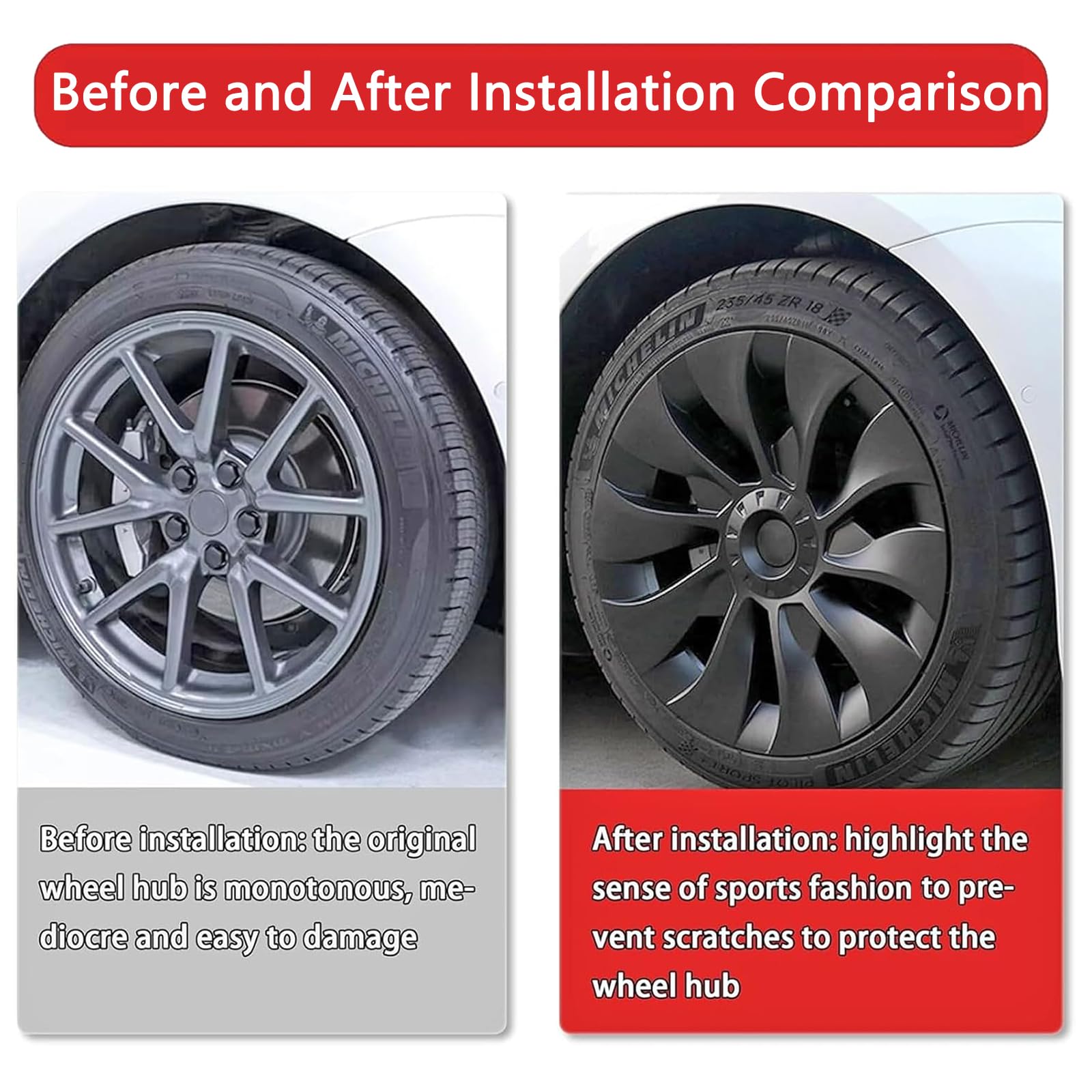 KAVANIC installed on parked Tesla Model 3 illustrating cohesive look and rim protection