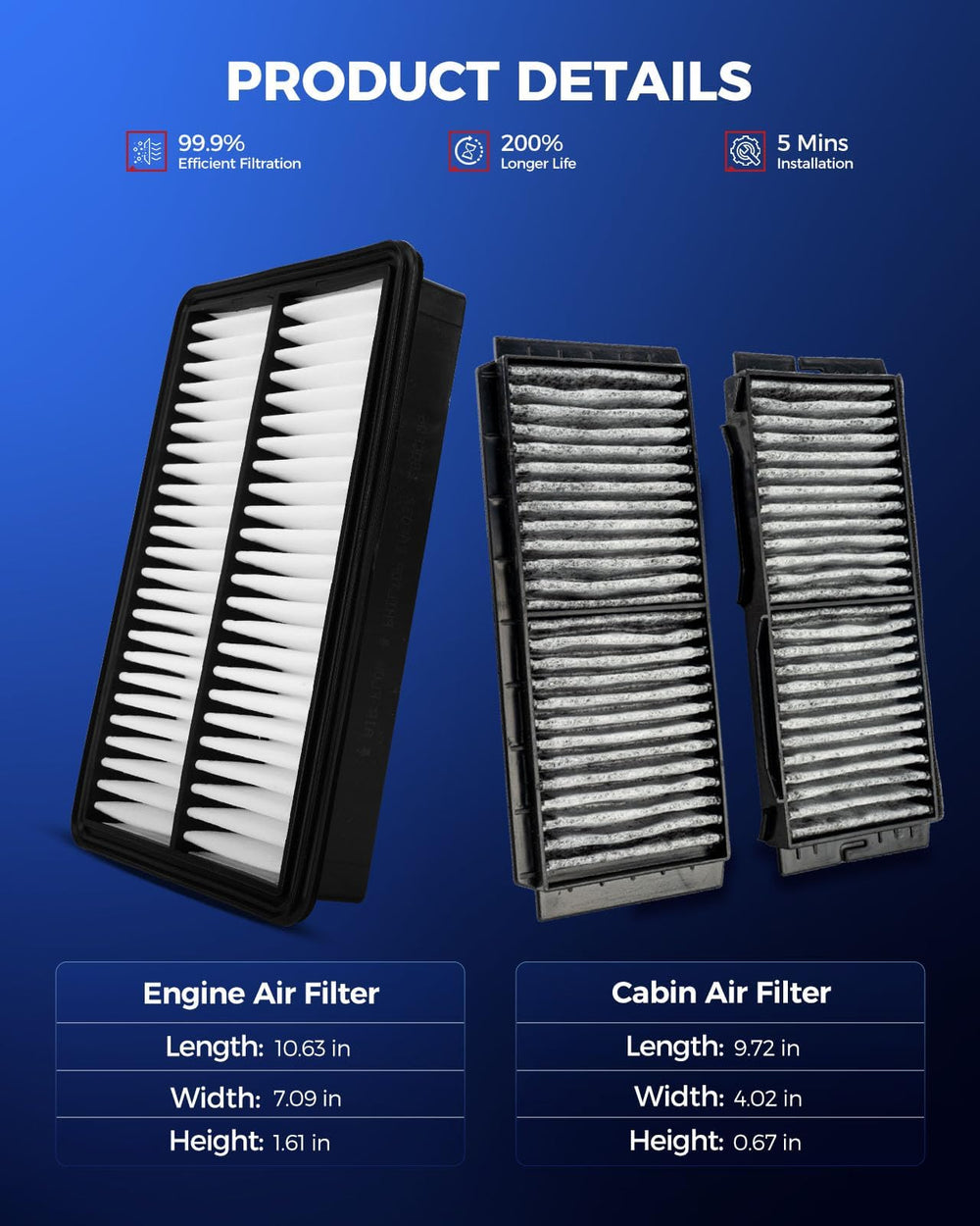 KAX cabin filter charcoal layer visible to reduce odors and volatile compounds