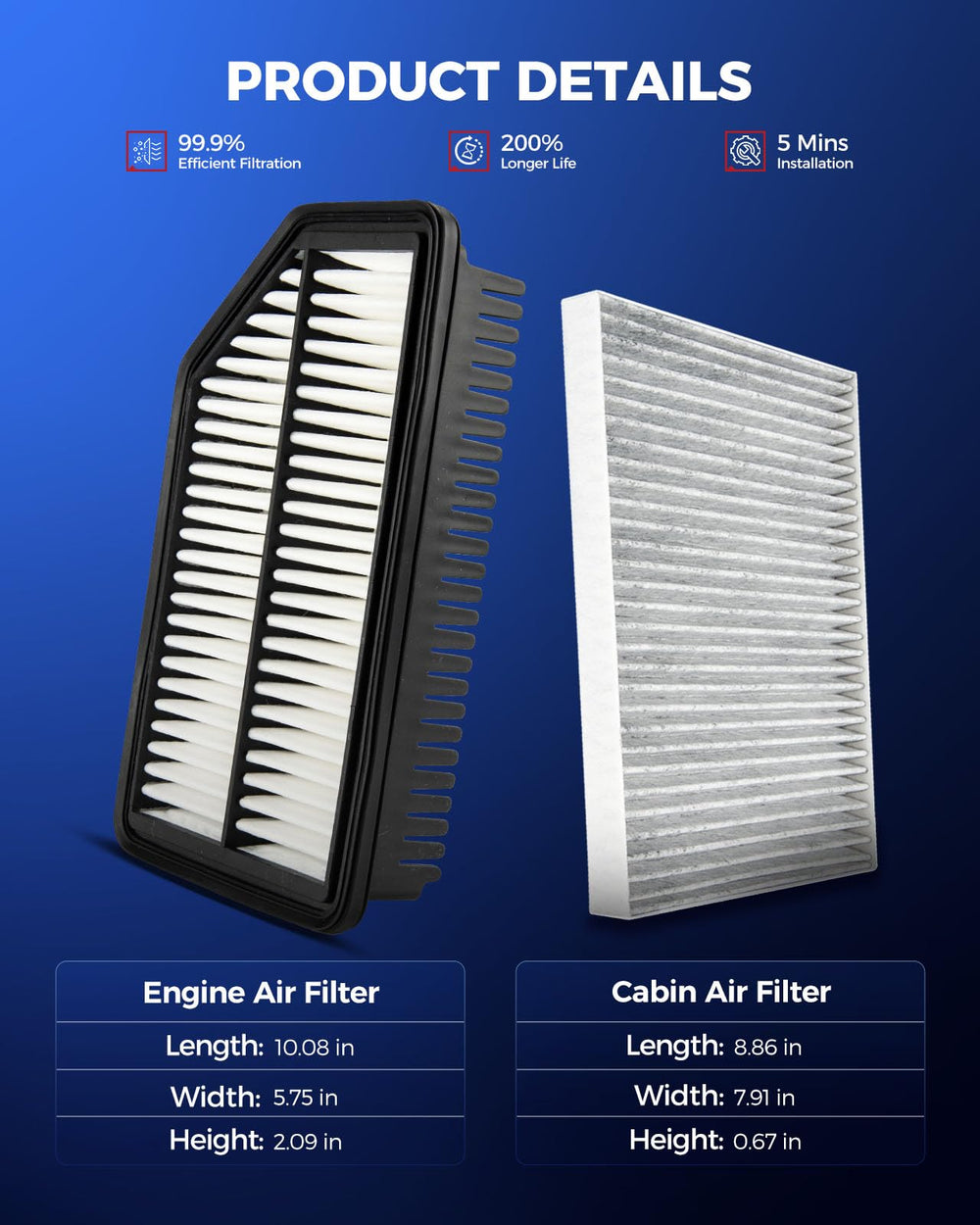 KAX cabin filter closeup with charcoal layer, reduces odors inside cabin