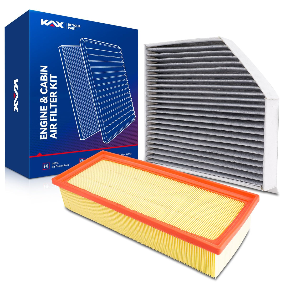 KAX front packaging kit for Audi showing both filters and boxed convenience