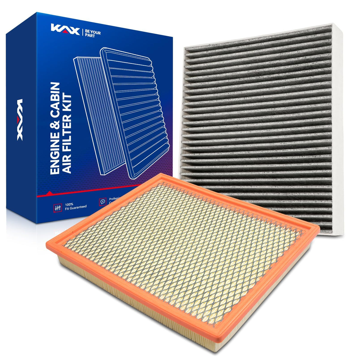 KAX kit front packaging showing both filters and benefits