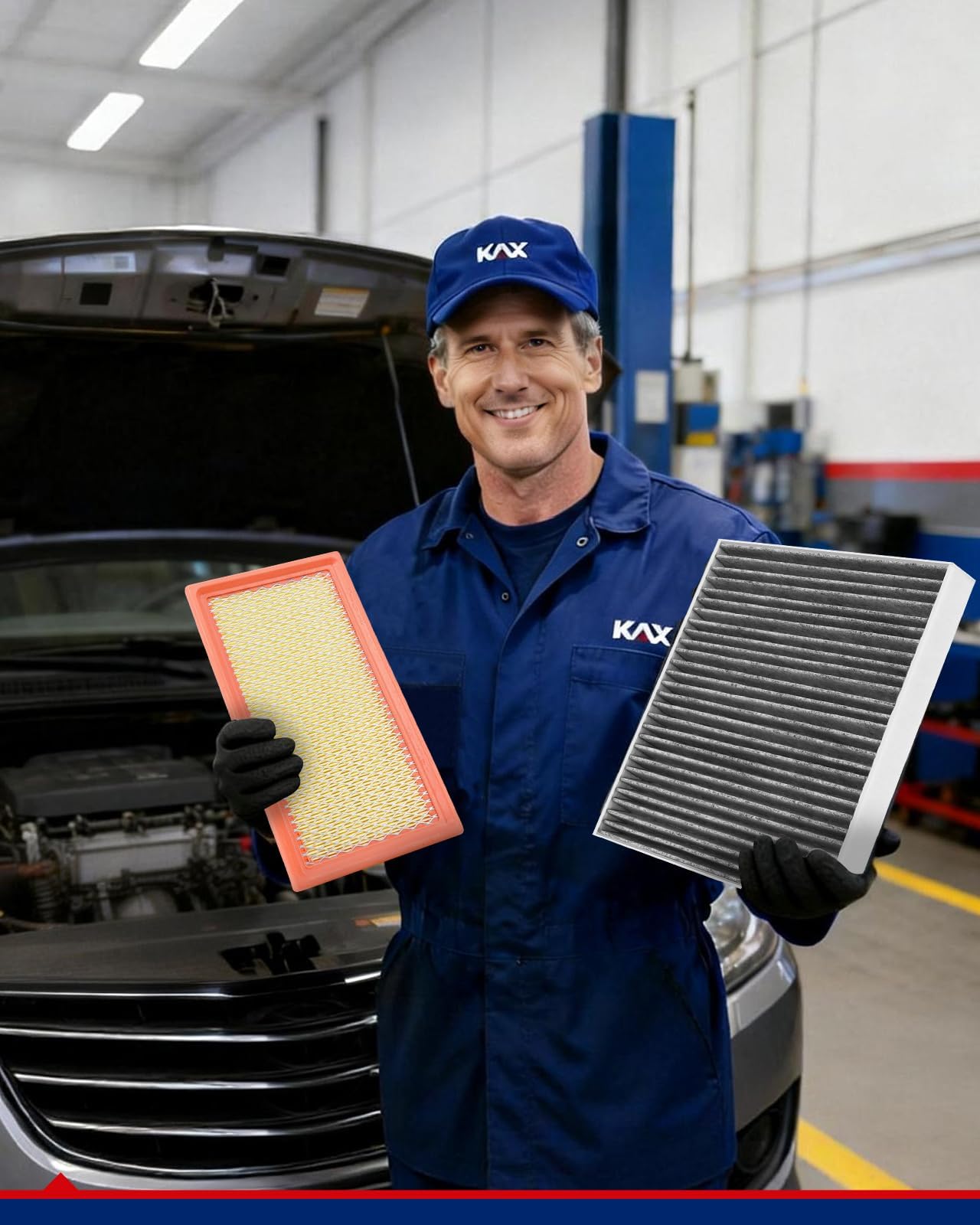 KAX kit box open with both filters for complete replacement