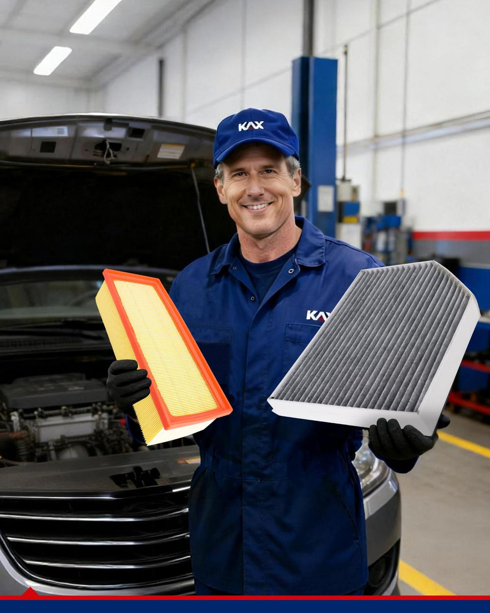KAX lifestyle image with Audi at home showing simple DIY maintenance benefit