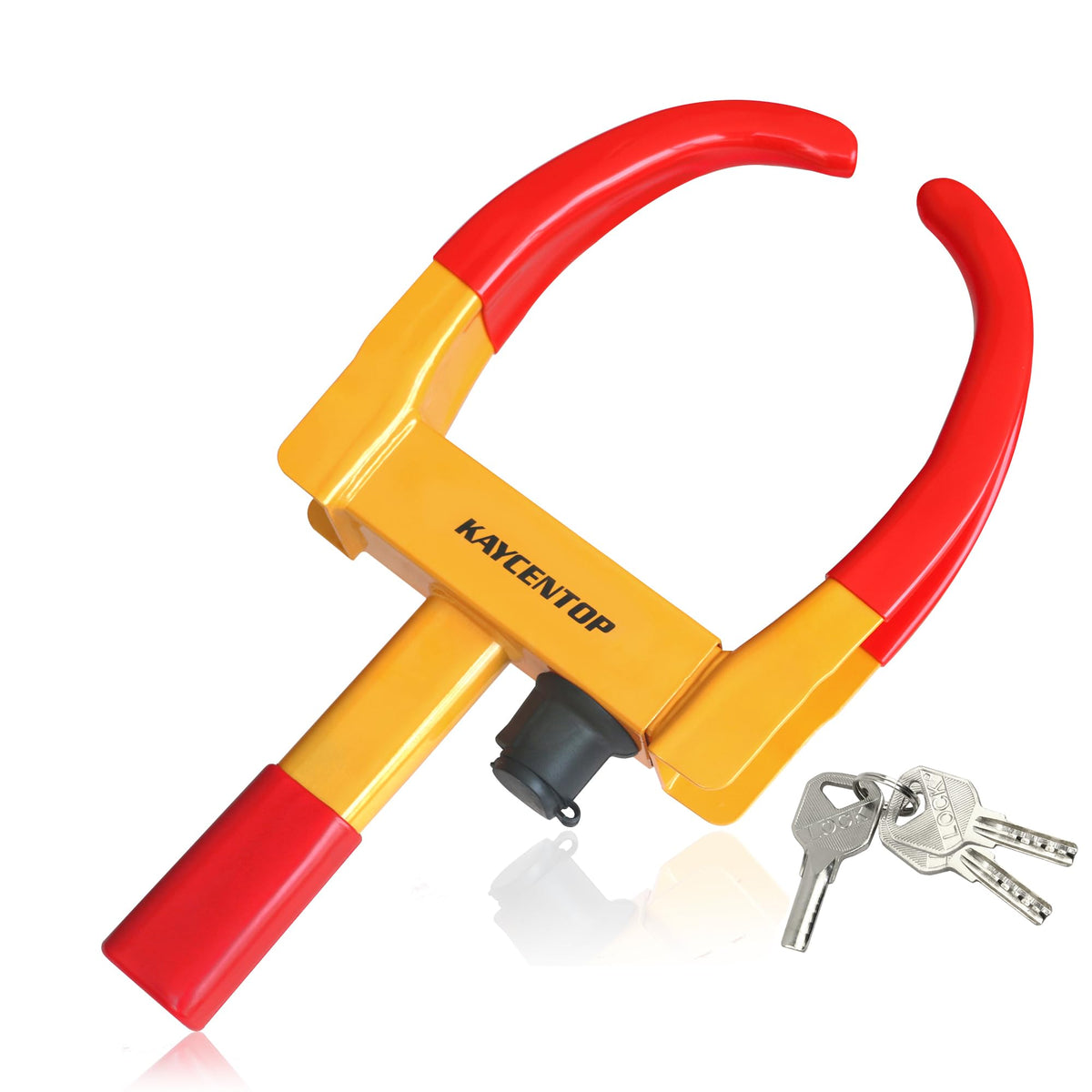 KAYCENTOP front view of wheel lock showing bright colors and deterrent benefit