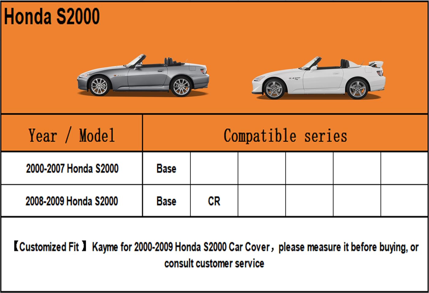 kayme side profile on Honda S2000 demonstrating custom fit and full-length coverage