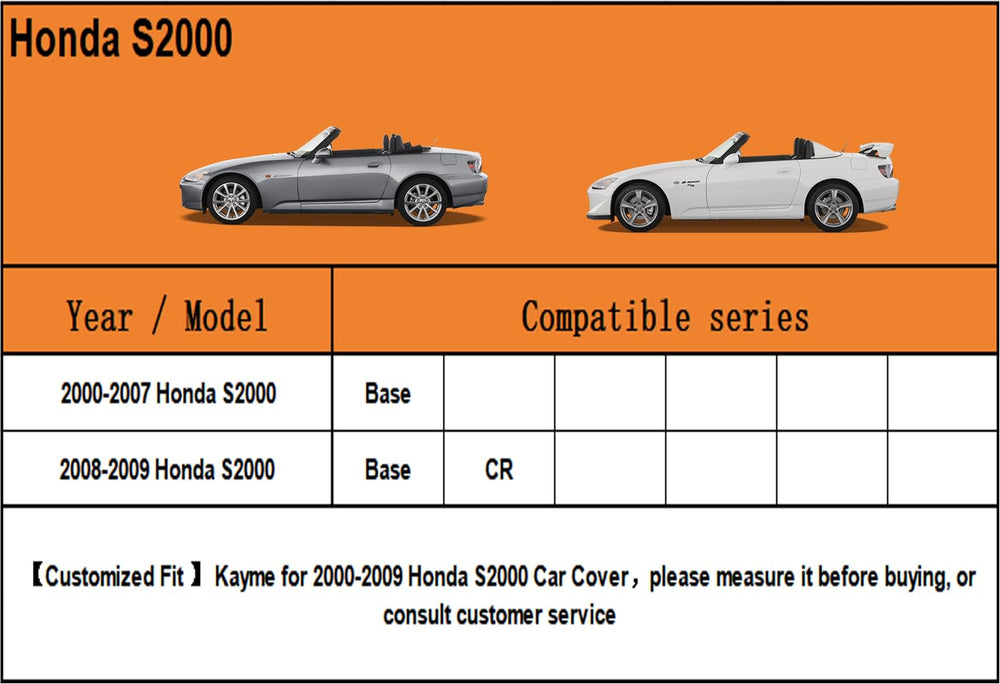 kayme side profile on Honda S2000 demonstrating custom fit and full-length coverage