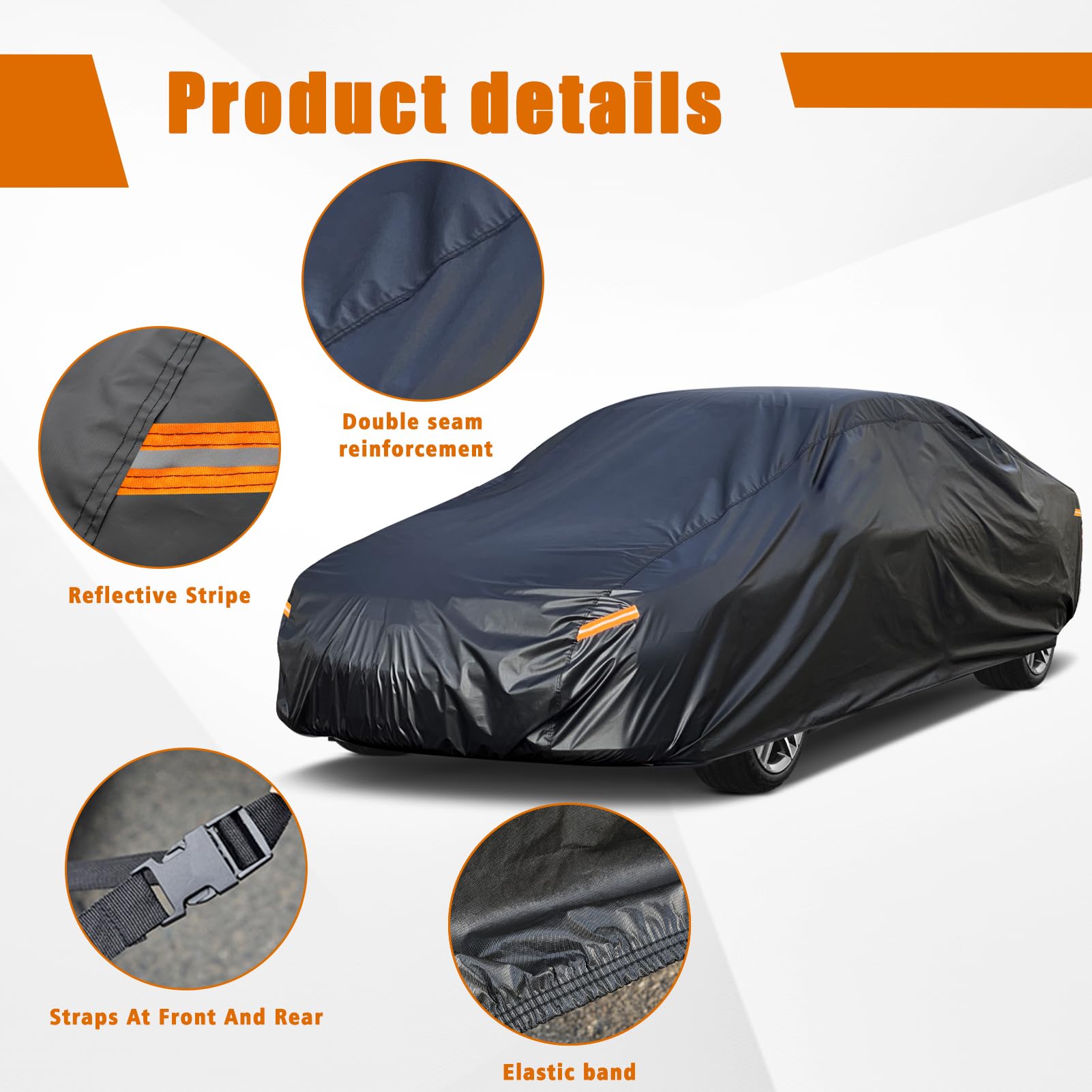kayme wind straps and reflective stripes detail securing cover and increasing nighttime safety