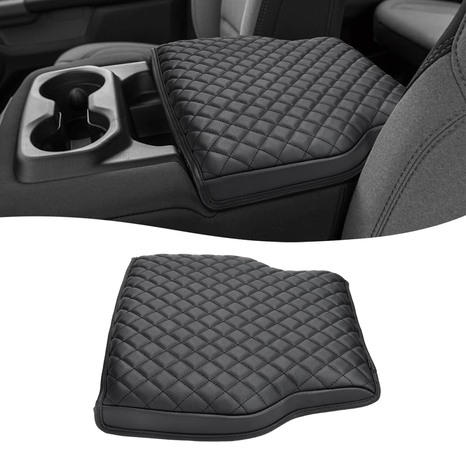 KBH front view of armrest cover showing neat fit and protection
