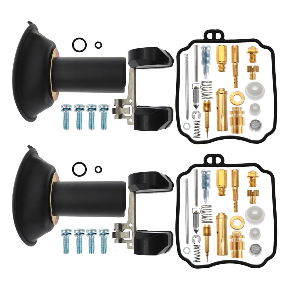 KCFJW2025 front packaging showing two carb rebuild kits and contents for easy identification