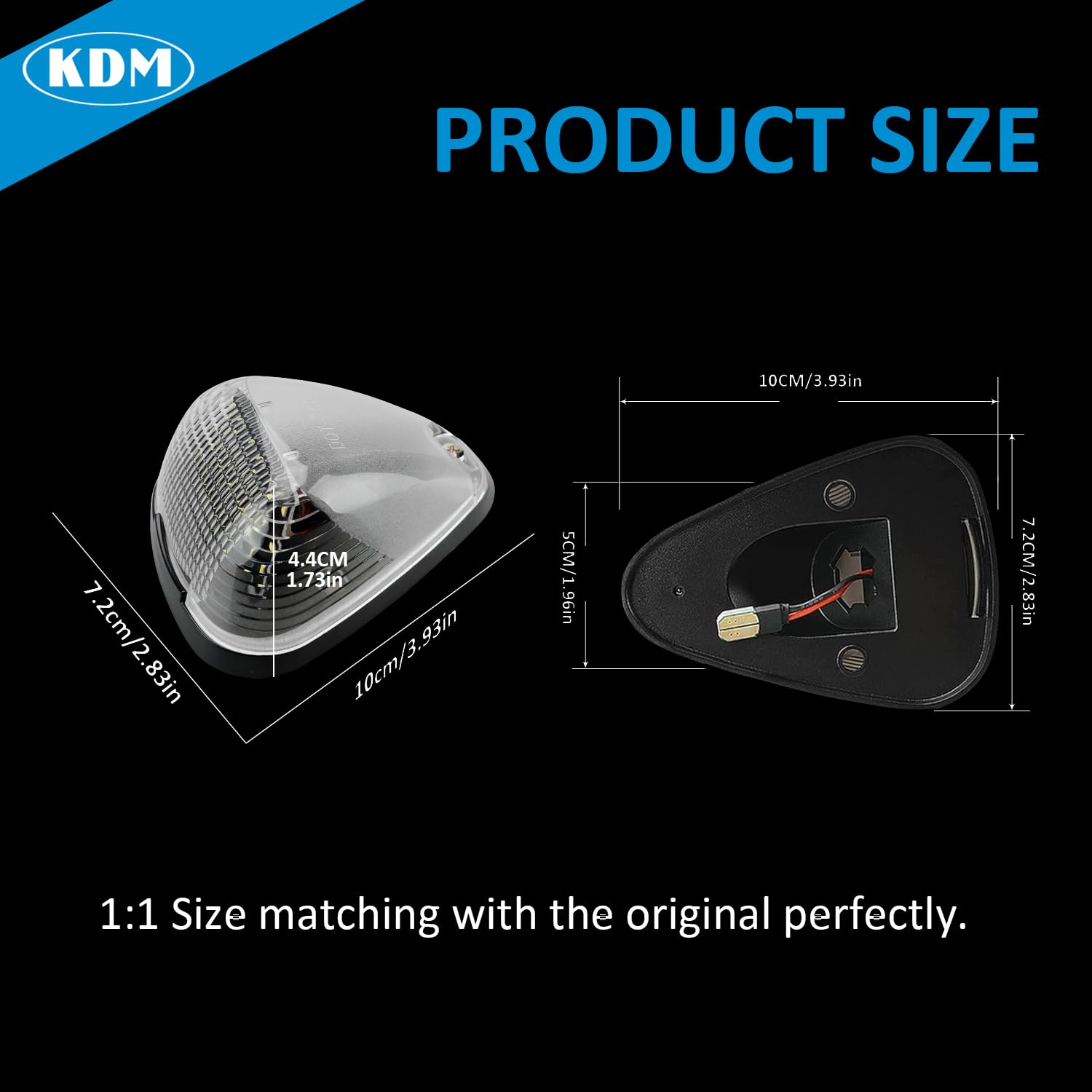KDM size comparison beside ruler showing compact dimensions and fit